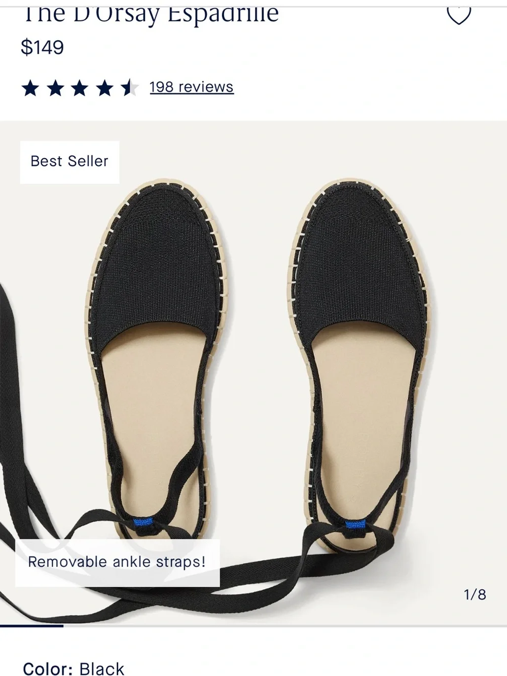 Rothy's The D'Orsay Espadrille in black